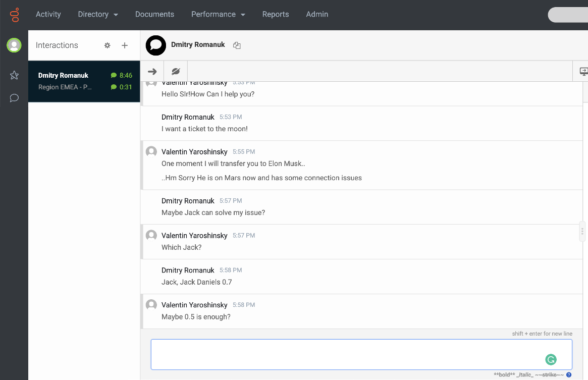 Agent workspace
